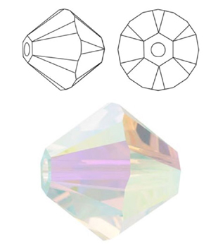 Preciosa 4mm-es Bicon kristály gyöngy - CRYSTAL AB 2X (AB2)
